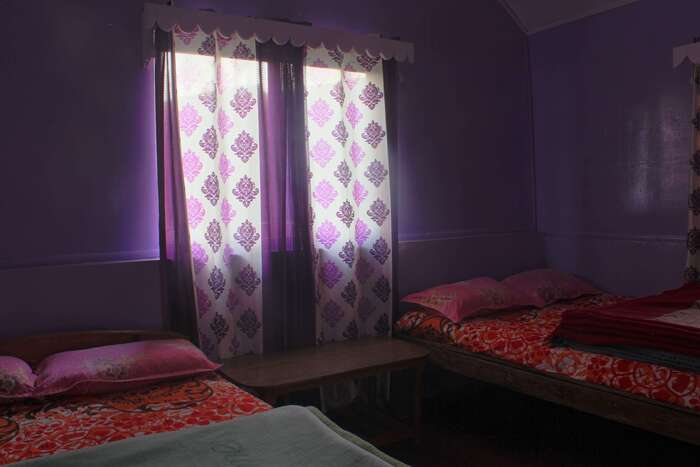 A humble room of our lamahatta druk homestay, its on the roadside with a peaceful view of lamahatta pine forest