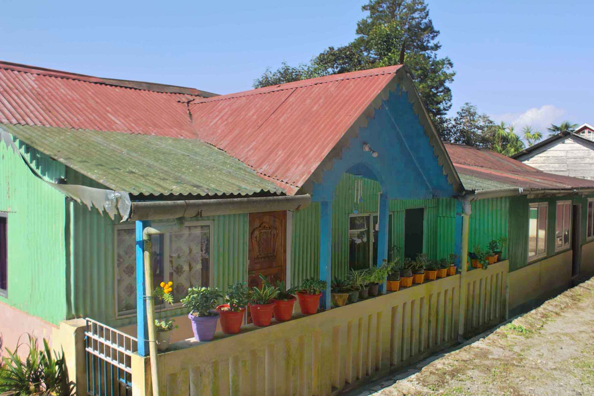 Our lamahatta druk homestay's roadway house, its on the side roadway facing towards the pine forest